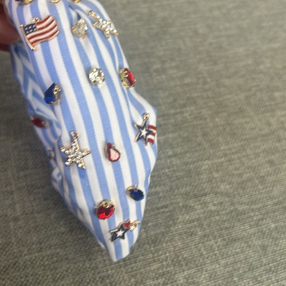 Piper K Stars and Stripes Jeweled Blue Knotted Patriotic Red White Headband - Picture 5 of 10